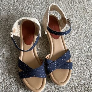 LOFT Navy Polka Dot Espadrille Sandals